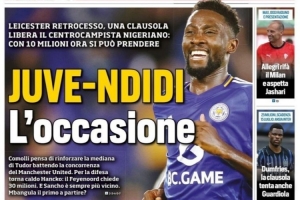 都体：尤文有意引进蓝狐后腰恩迪迪，解约金1000万欧&amp;与曼联竞争